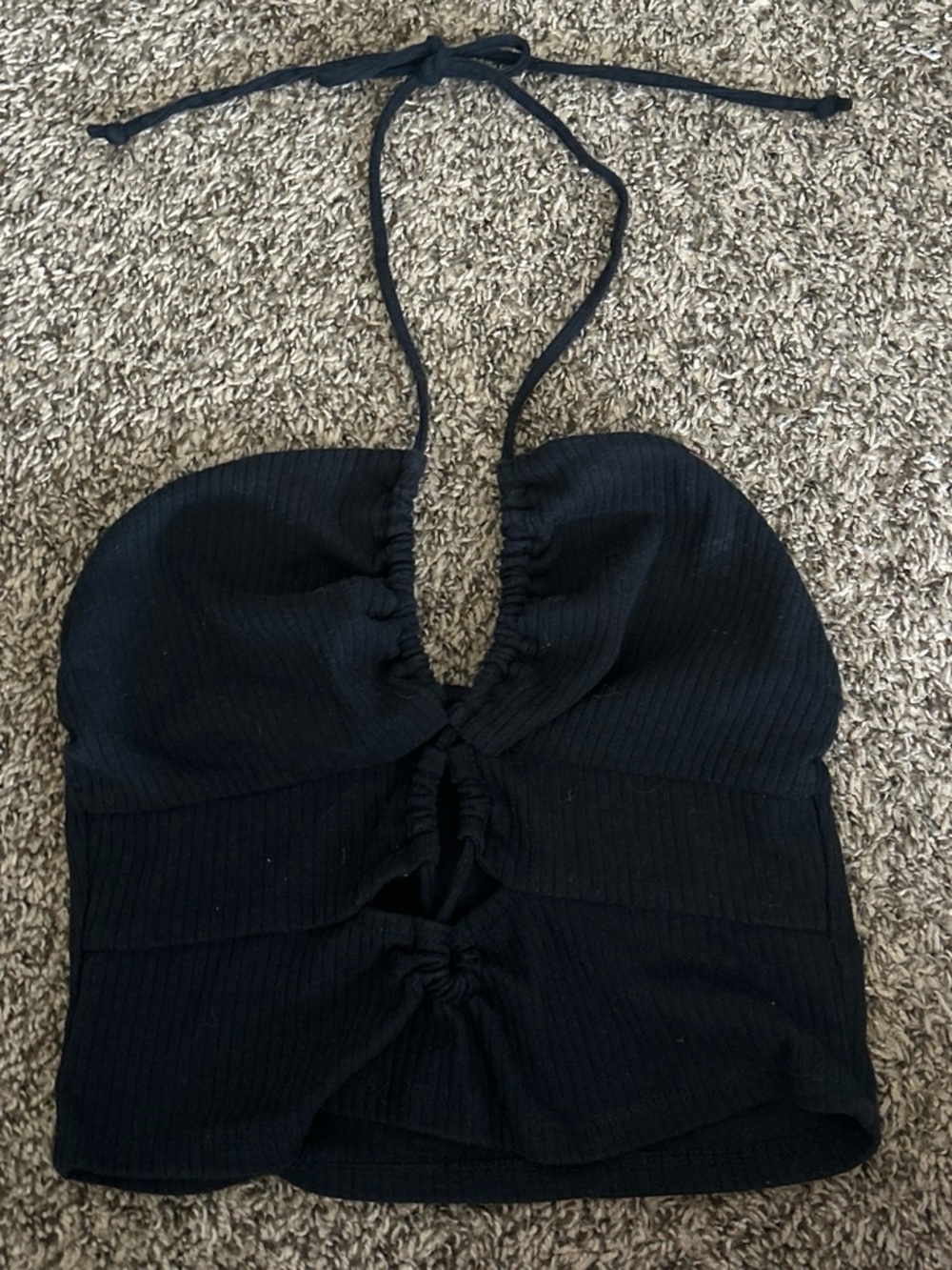 Target Black Ribbed Halter Tie Crop Top